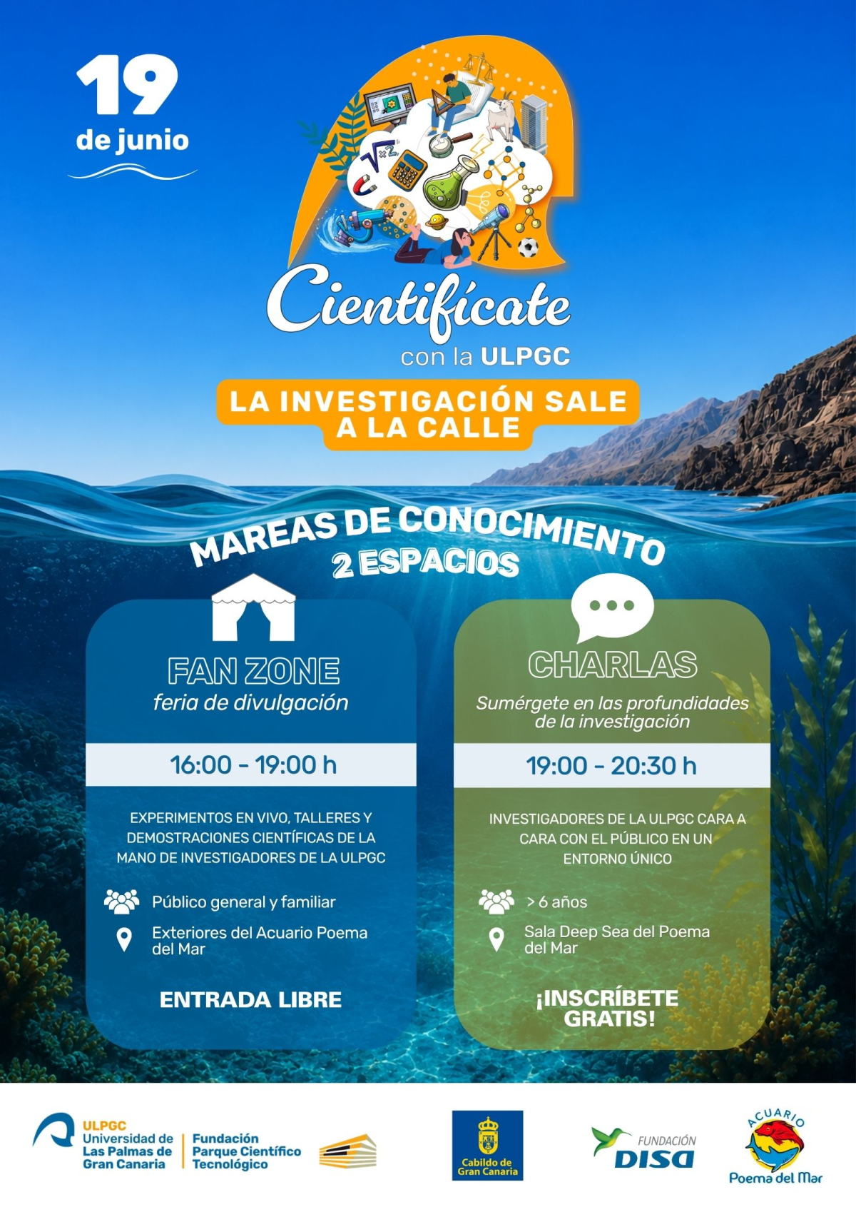 La investigaci&oacute;n de la ULPGC sale a la calle para abrir el verano con ciencia, talleres y charlas junto al Poema del Mar