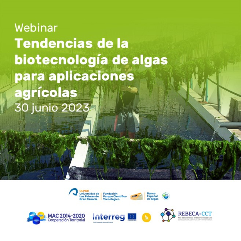 Webinar &quot;Tendencias de la biotecnología de algas para aplicaciones agrícolas&quot;. 30 junio de 2023